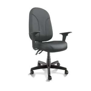 Cadeira Presidente PLUS BACK SYSTEM Baixa Costurada c/ Braços Reguláveis - Corino Preto 32974