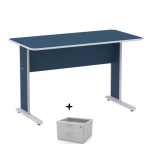 Mesa Escritório 1,20x0,60m c/ Gavetas - Cor Azul - MAXXI - 44085