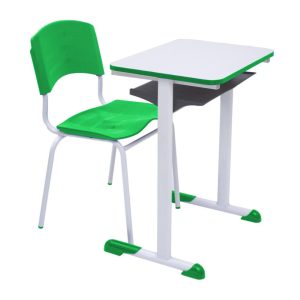 Kit Escolar Individual VERDE – (Mesa e Cadeira) – ADULTO – MADEIRA - COR VERDE - REALPLAST - 40093
