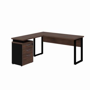 Mesa Escritório em “L” c/ Gaveteiro 1,50m MARSALA/PRETO - 34440