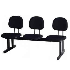 Longarina SECRETÁRIA 03 Lugares - Cor PRETA - Pollo Móveis - 33003