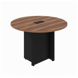 Mesa de Reunião Redonda c/ Caixa de Tomadas -1,10x1,10x0,74m - NOGAL SEVILHA / PRETO - 21418