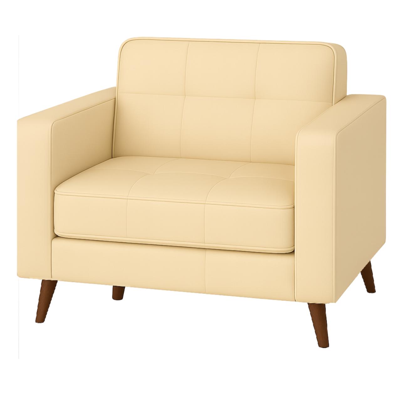 Poltrona para Escritório ROMA 01 Lugar - Corino - Cor AREIA - 60061