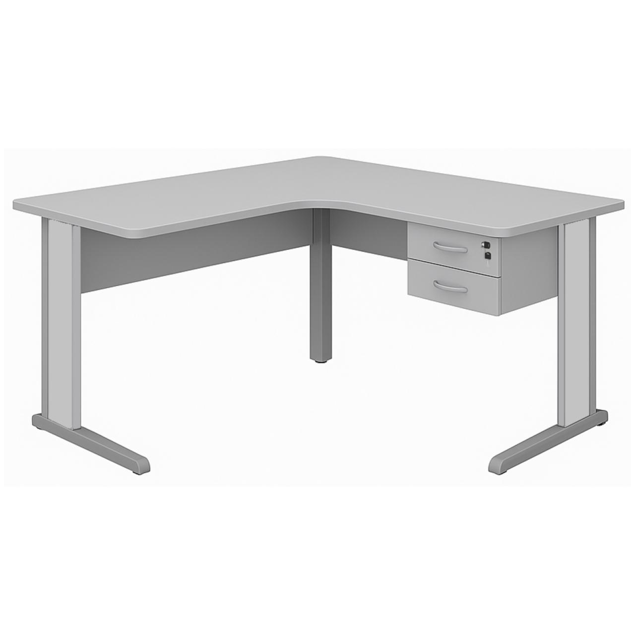 Estação de Trabalho 1,40x1,40m com 02 Gavetas - JOB - CINZA / CINZA - 43019