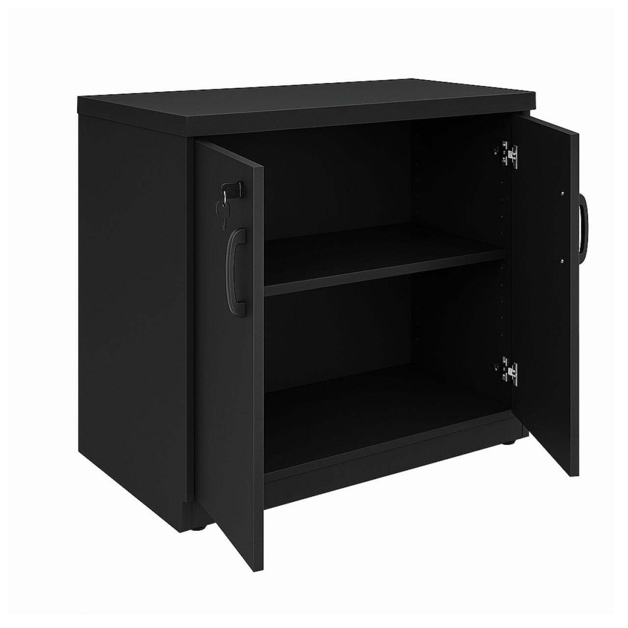 Armário Baixo com Prateleiras Internas – MDP Preto - 26030